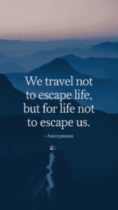 We travel not to escape life, but for life not to escape us