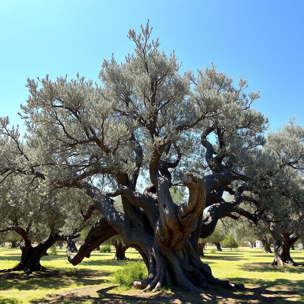 Ancient olive trees in a traditional Greek olive grove, representing Greece's timeless travel experience Ancient olive trees in a traditional Greek olive grove, representing Greece's timeless travel experience