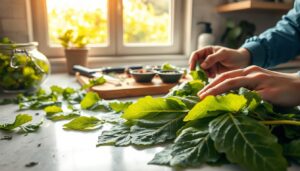 preparing grape leaves
