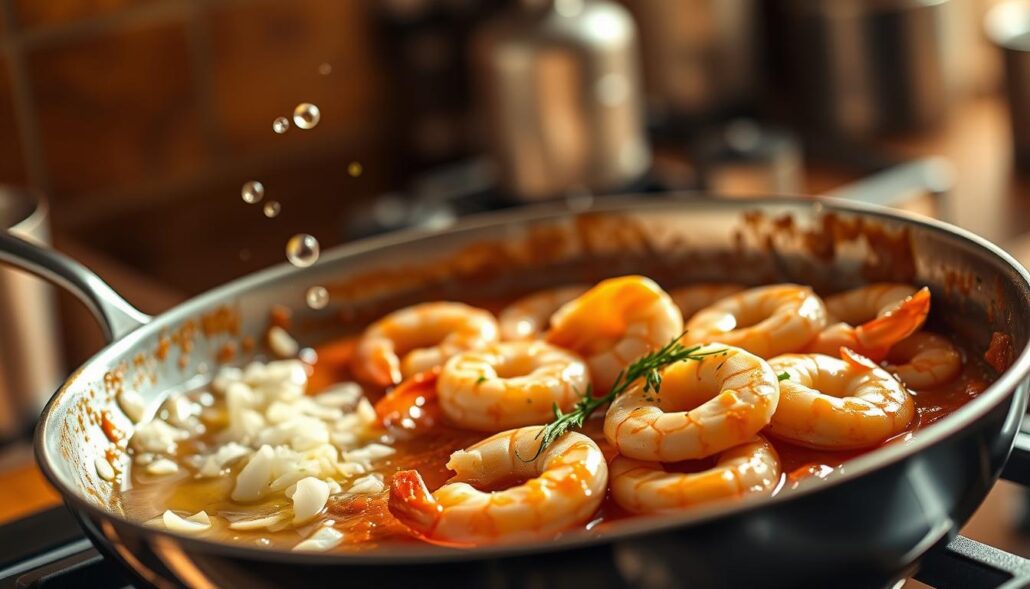 shrimp saganaki cooking steps